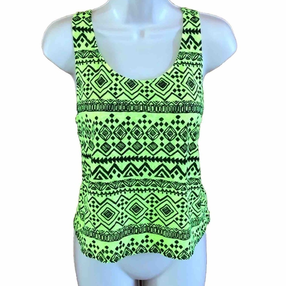 🆕 Forever 21 neon aztec scoop neck pullover tank to…